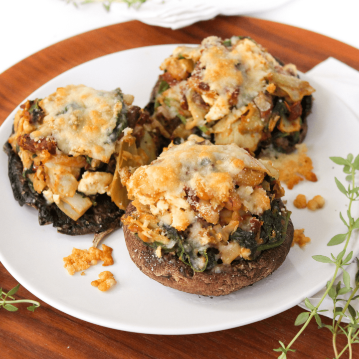 Oven-Baked Spinach Stuffed Portobello Mushrooms with Feta