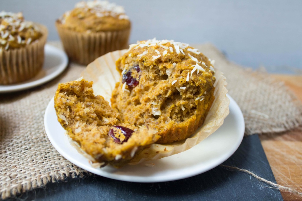 sweet potato cranberry coconut muffins