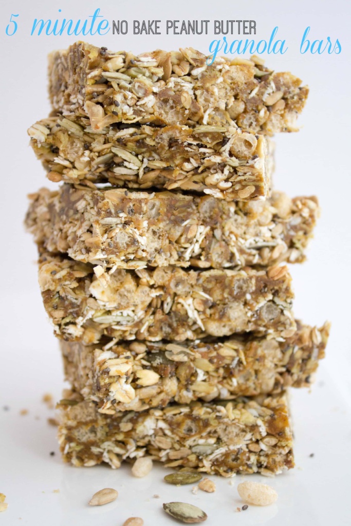 stack of no bake peanut butter granola bars