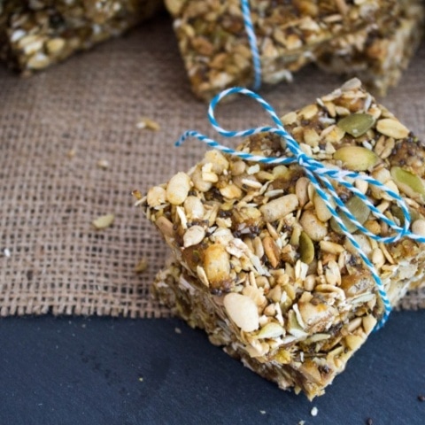 5 Min No Bake Peanut Butter Chia Granola Bars