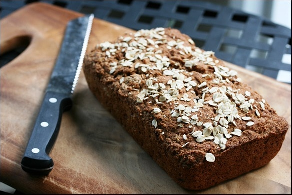 vegan spelt bread on a wood cutting board