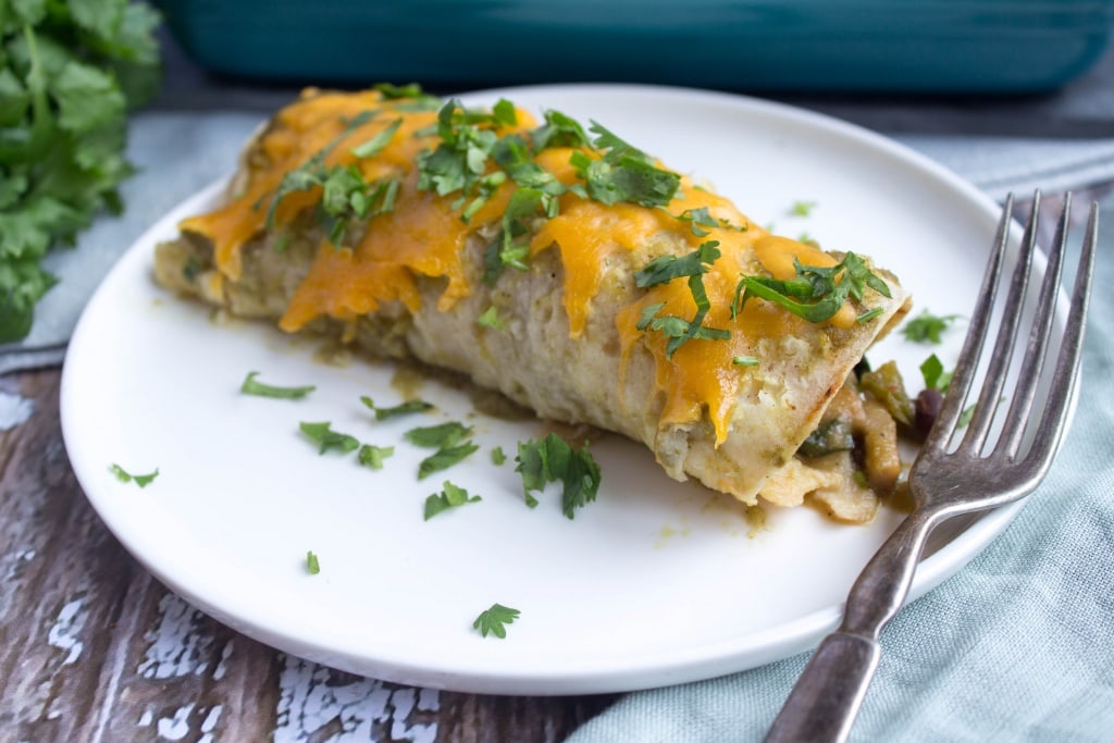 meatless black bean enchiladas with sweet potato