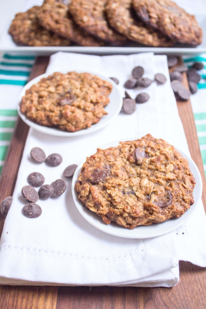 Chickpea Chocolate Chip Cookies on small white plates