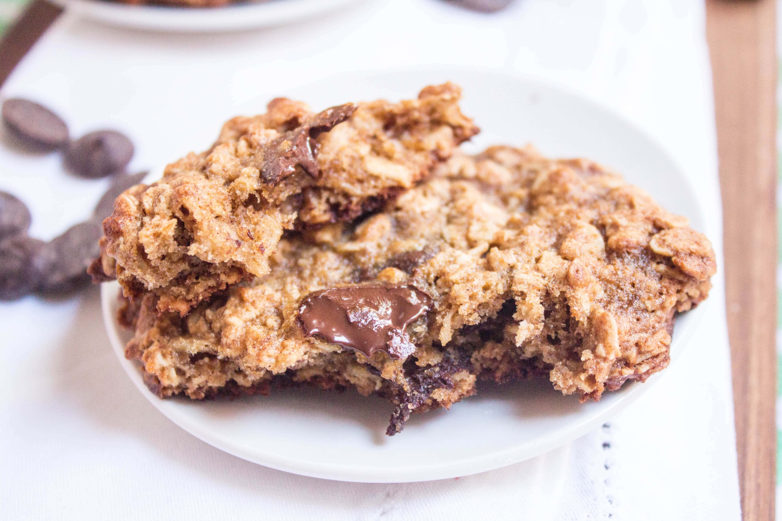 chocolate chip oatmeal cookies with chickpea flour