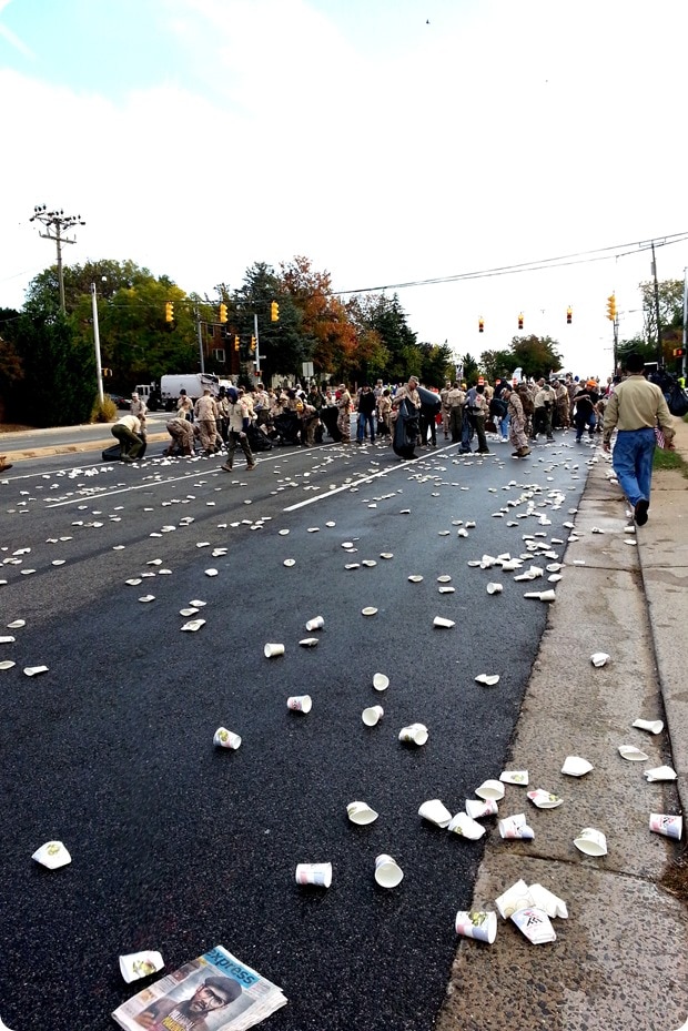 marine corps marathon water stop clean up