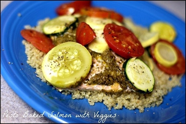 pesto salmon with veggies