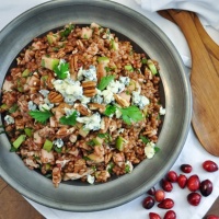 Leftover Thanksgiving Cranberry Turkey Salad with Wheat Berries