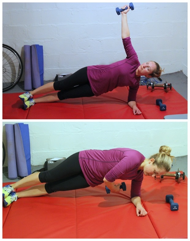 side plank arm raises