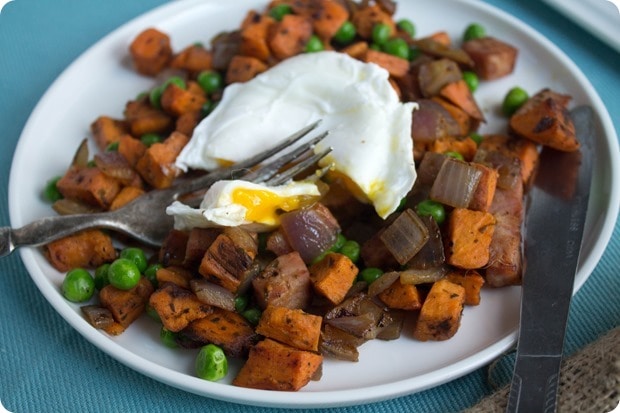 sweet potato hash with poached egg