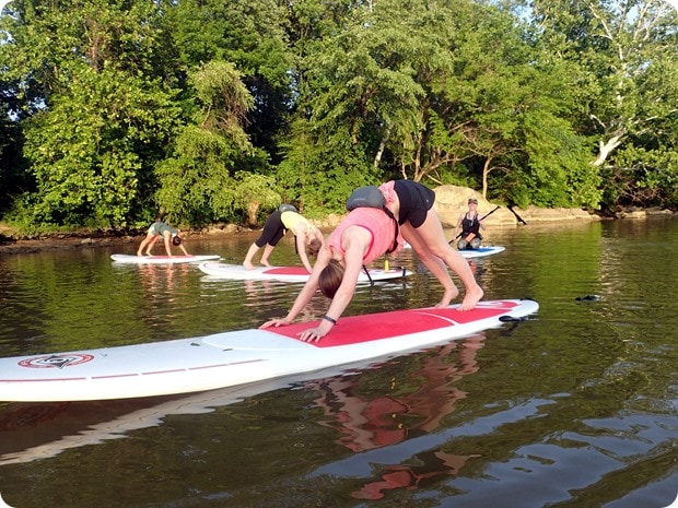 sup yoga downward dog