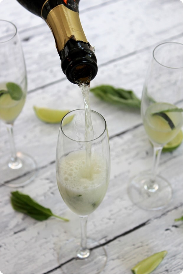 cucumber lime basil prosecco cocktail