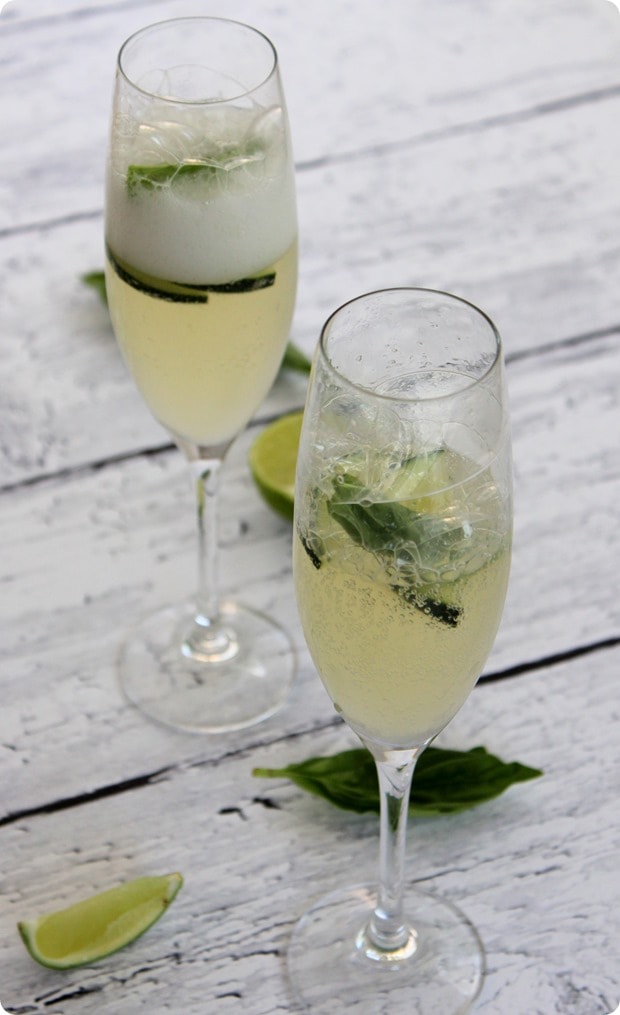 cucumber lime basil prosecco spritzer