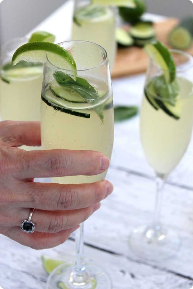 cucumber lime basil prosecco drink