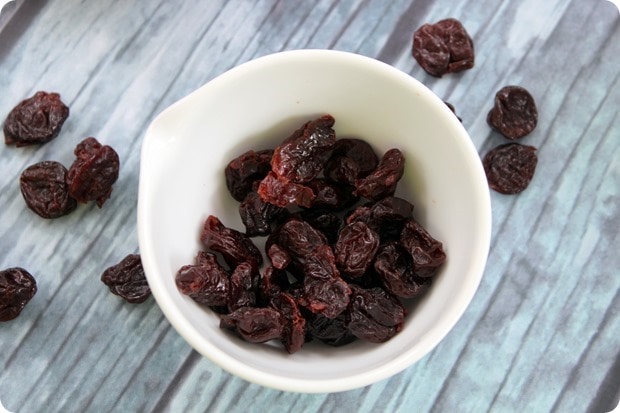 tart cherries in a white bowl