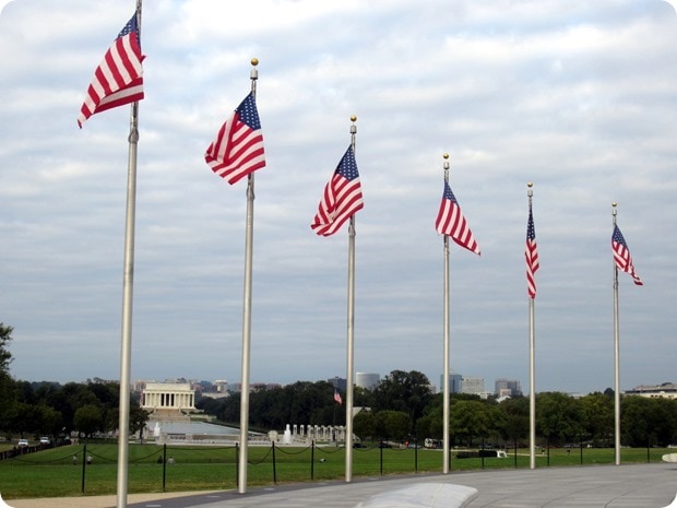 view from the washington monument of the lincoln memorial