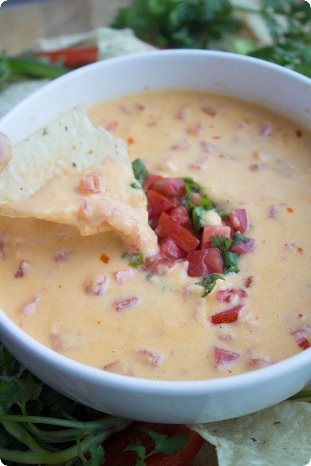 hummus queso healthy football season snack 6 spicy queso dip in a bowl - healthy appetizer