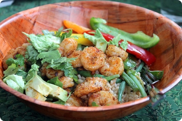 easy shrimp mexican lunch bowl