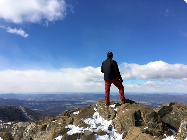 winter hiking in shenandoah national park