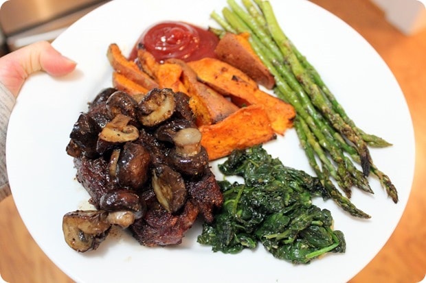healthy steak dinner at home