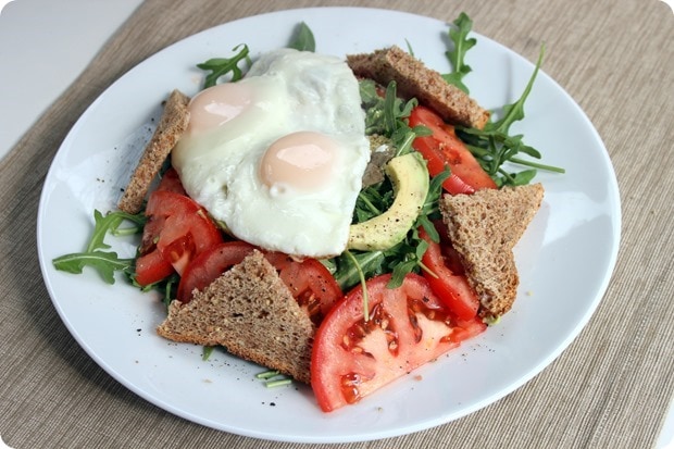 tomato arugula avocado eggs