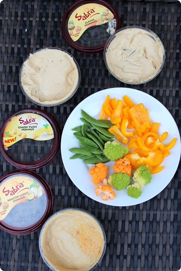 snack on hummus and veggies before dinner