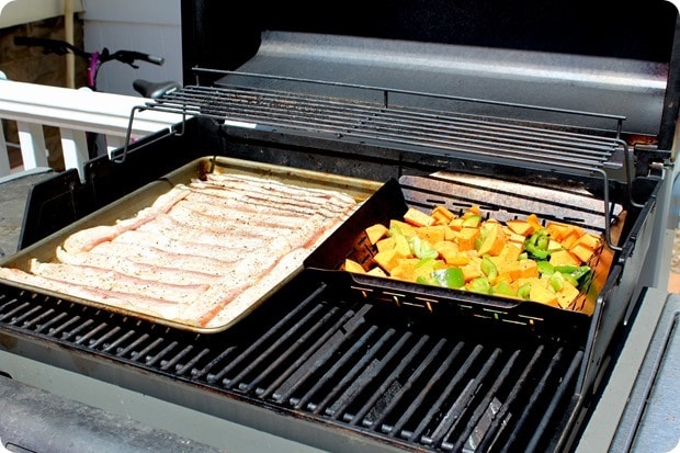cooking bacon on a grill