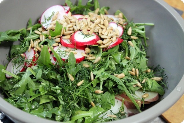 arugula red potato radish salad