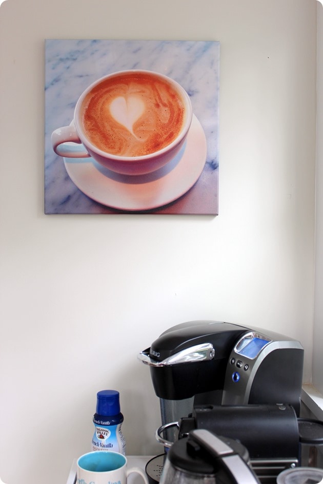 coffee shop heart canvas print
