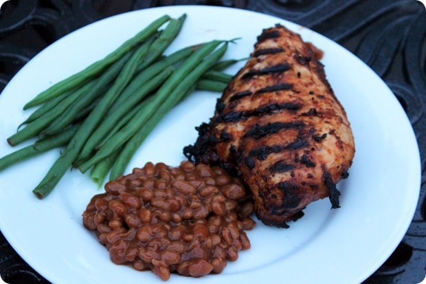 grilled chicken with baked beans