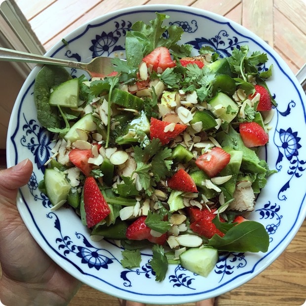 strawberries on salad