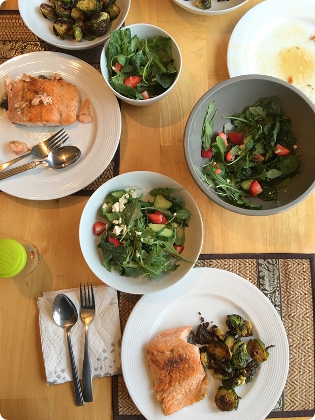 salmon brussels sprouts salad