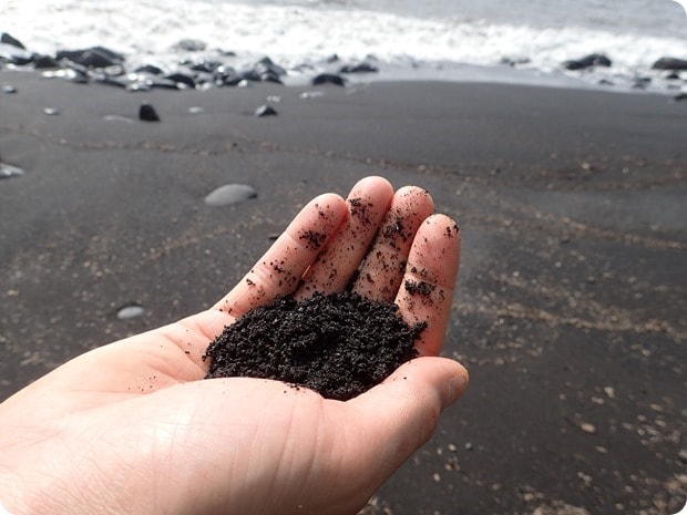 black lava sand beach maui
