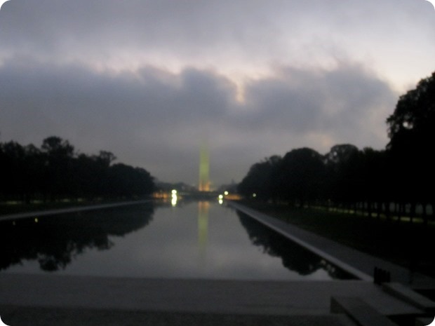 foggy washington monument