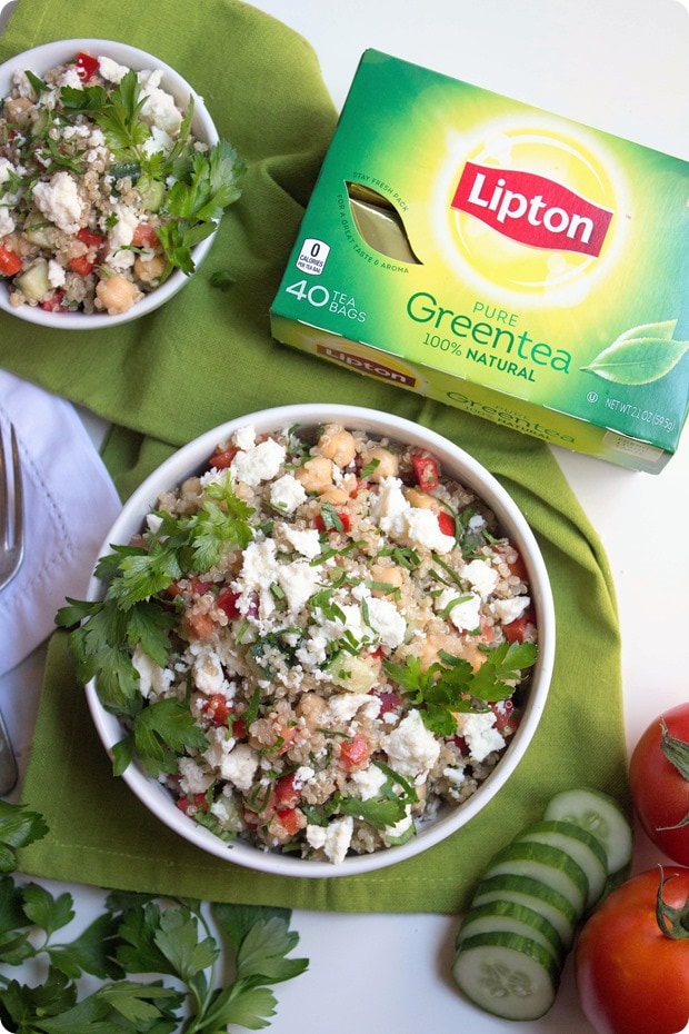 mediterranean green tea quinoa salad