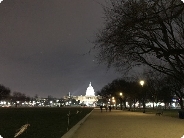 running the national mall at night