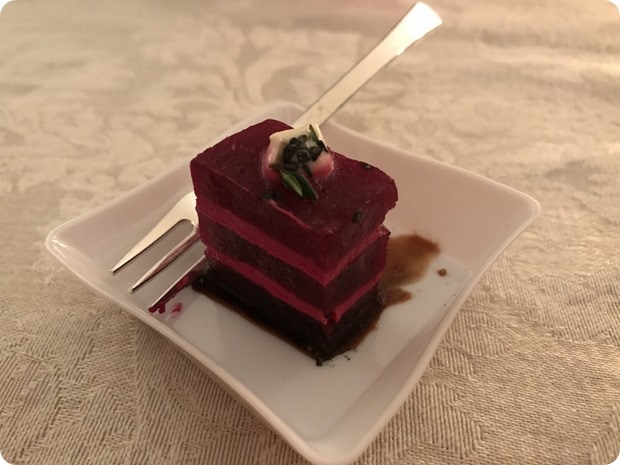 beets sandwiched with goat cheese