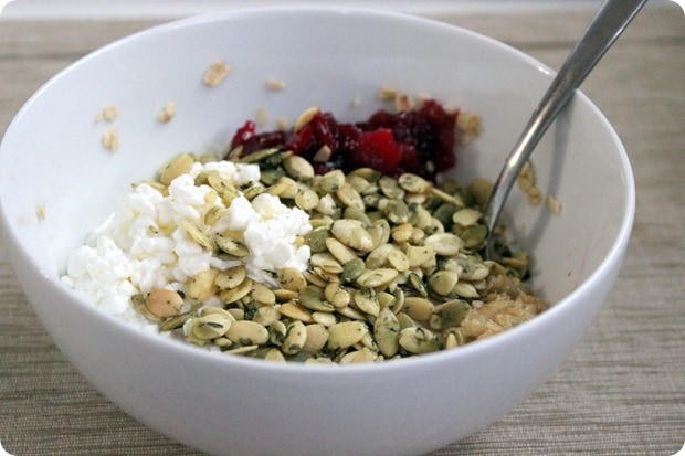 oatmeal with cranberry sauce