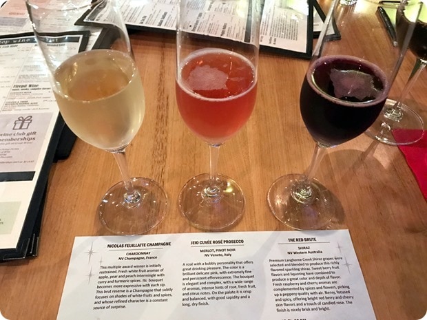 sparkling wine flight screwtop wine bar