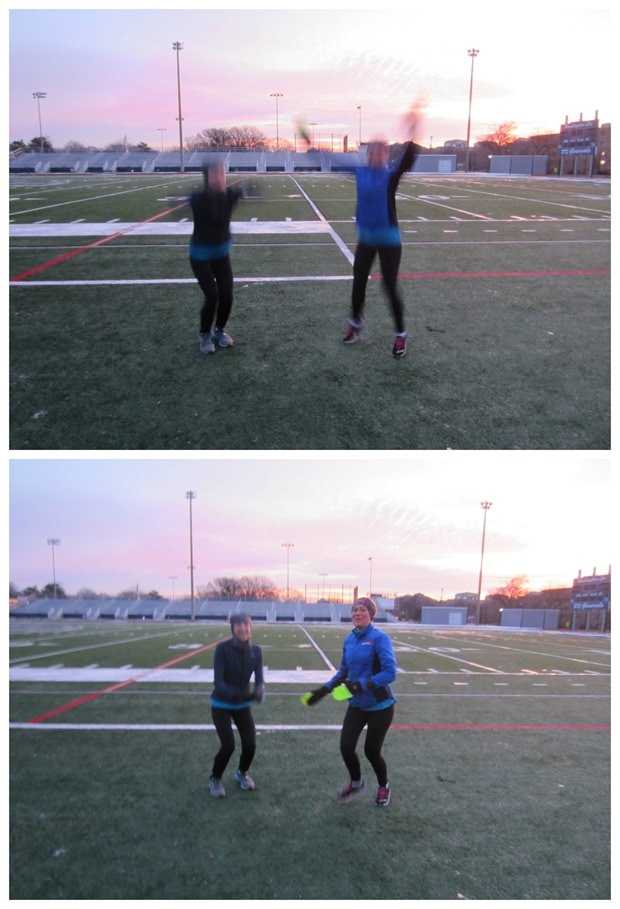 jumping photo sunrise track workout