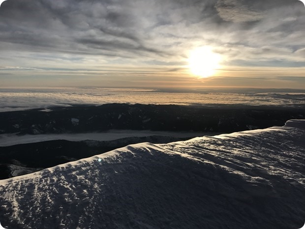 sunrise on top of mt hood summit
