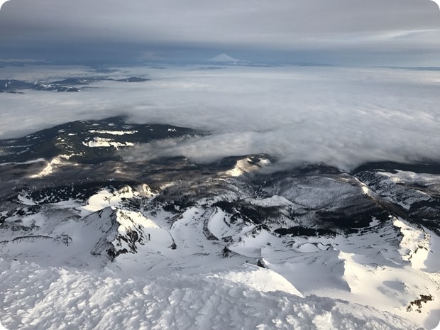 view from top of mt hood winter