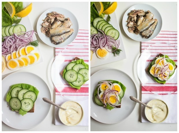 open faced sardine sandwich