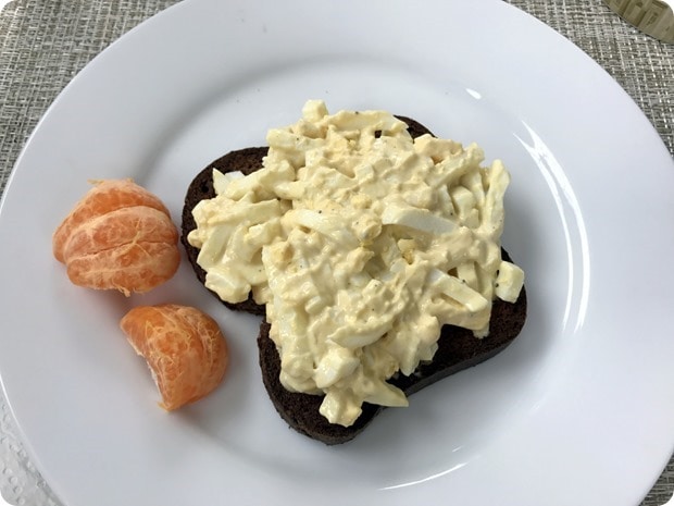 open faced egg salad sandwich