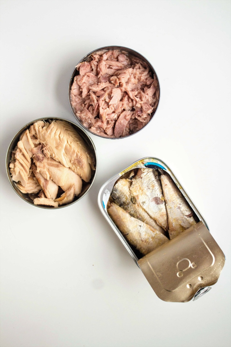 Canned fish pantry staples: tuna, salmon, and sardines