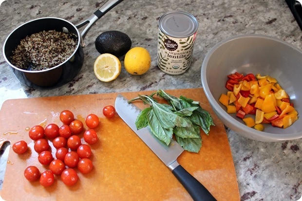 quinoa lentil salad bowl