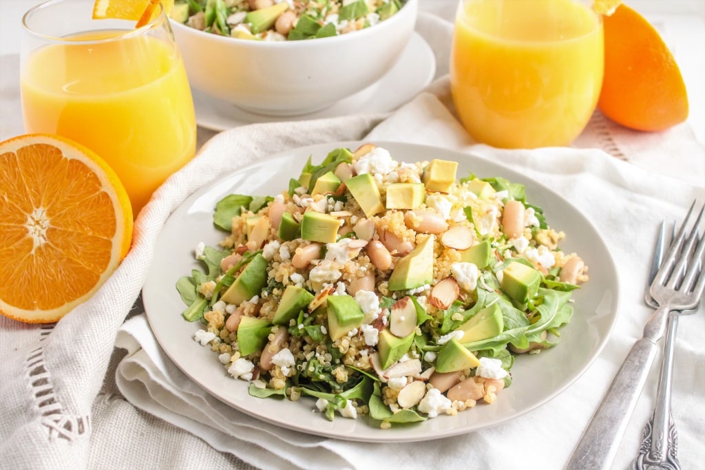 Quinoa Salad with Orange Vinaigrette, Avocado & Arugula recipe