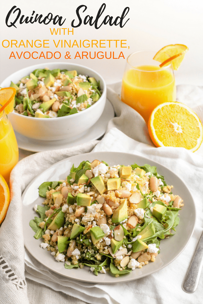 Quinoa Salad with Orange Vinaigrette, Avocado & Arugula recipe