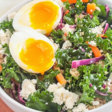 Kale and Quinoa Salad with Soft Boiled Eggs