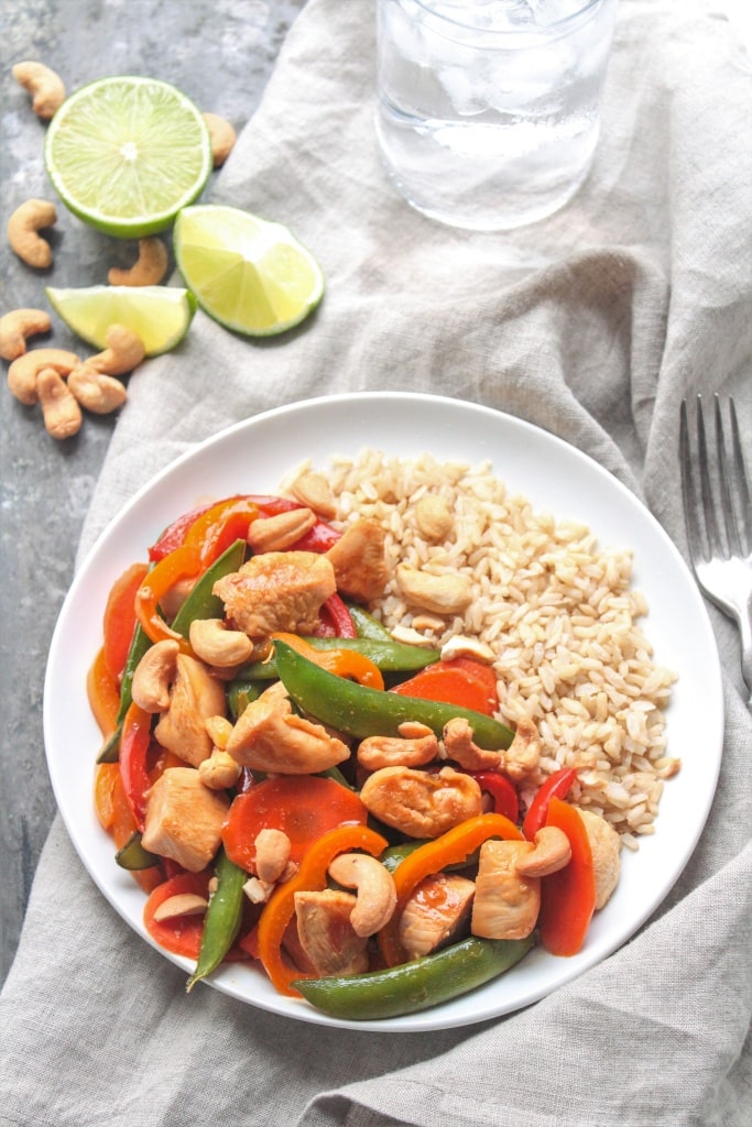 Cashew Chicken Teriyaki Stir Fry with rice
