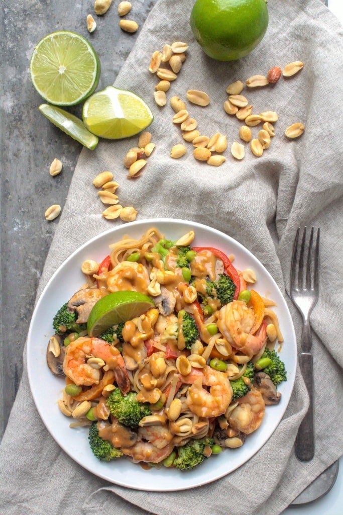 Shrimp & Peanut Noodle Stir Fry
